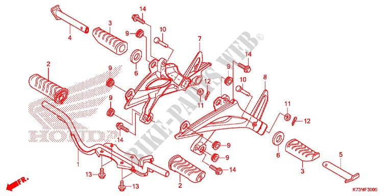 POUSA PES/PEDAL para Honda WAVE 125, Front disk, Rear brake disk 2017