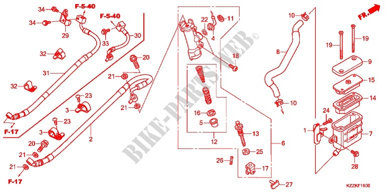 BOMBA PRINCIPAL TRASEIRA CILINDRO para Honda CRF 250 RALLYE LOW 2017