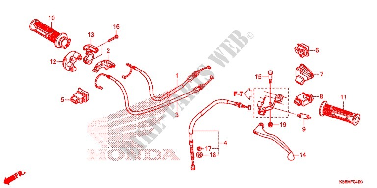 MANETE/INTERRUPTOR/CABO(1) para Honda RS 150 R RED 2017