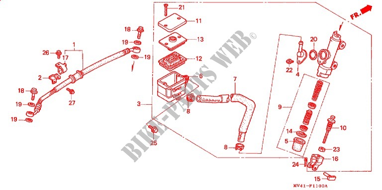 BOMBA PRINCIPAL TRASEIRA CILINDRO para Honda CBR 400 RR FIREBLADE Without speed warning light 1994