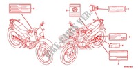 ETIQUETA CUIDADO (XR125LEK/LK) para Honda XR 125, Kick starter only -DK- 2012