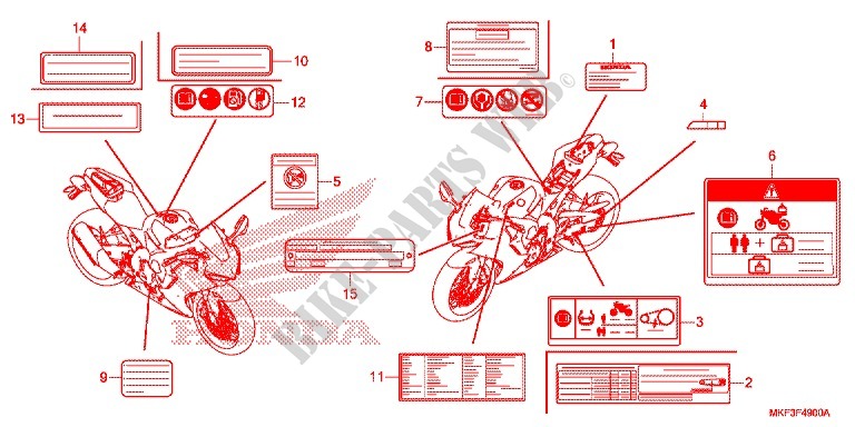 ETIQUETA CUIDADO(1) para Honda CBR 1000 RR SP1 2018