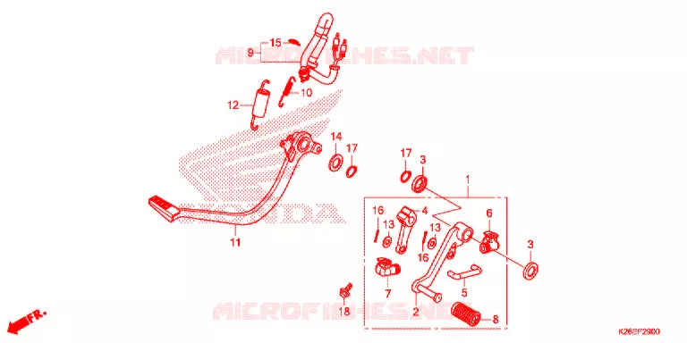 POUSA-PES/BRACO DE CONTRA-GOLPE/ PEDAL MUDANCAS Honda MOTO 125 MSX 2018  MSX125AH