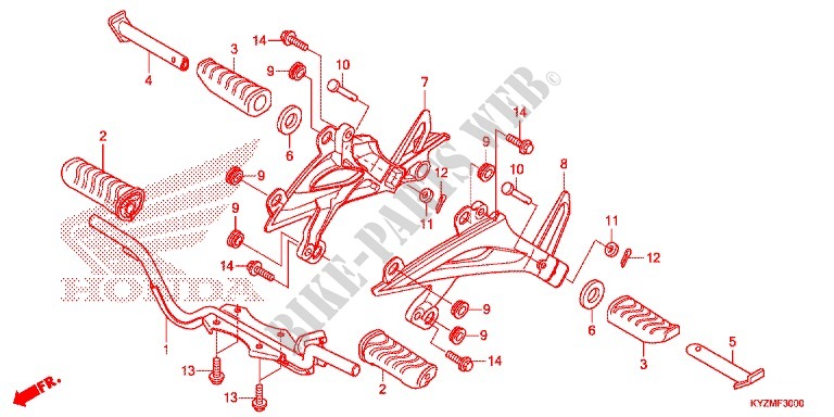 POUSA PES/PEDAL para Honda FUTURE 125 Casted wheels, Rear brake disk 2016