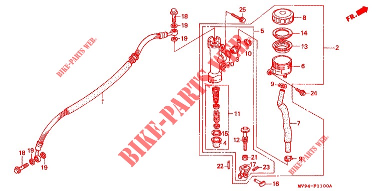 BOMBA PRINCIPAL TRASEIRA CILINDRO para Honda CBR 600 F2 SUPER SPORT 1991