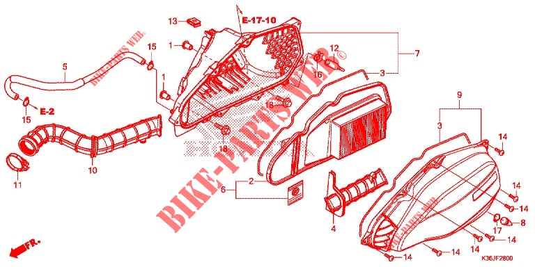 TAMPA FRENTE/FILTRO AR para Honda PCX 150 S 2018