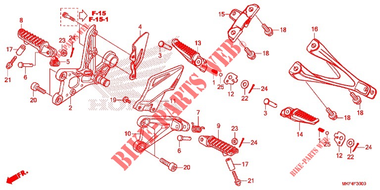 POUSA PES/PEDAL para Honda CBR 1000 ABS RED 2017