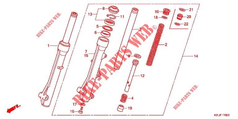 FORQUILHA FRENTE (NSC110C/S/CSF C) para Honda SPACY 110 SPOKED WHEELS 2012