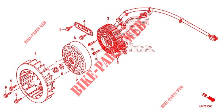 DISPOSITIVO DE PARTIDA DO GERADOR DE CA para Honda DIO 110 2020