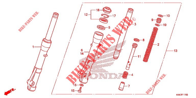 FORQUILHA FRENTE para Honda VISION 110 Cao cấp, Premium 2020