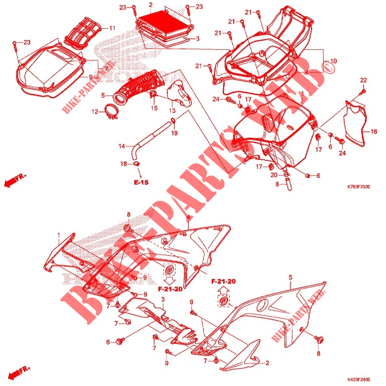 TAMPA FRENTE/FILTRO AR para Honda XR 190 2019