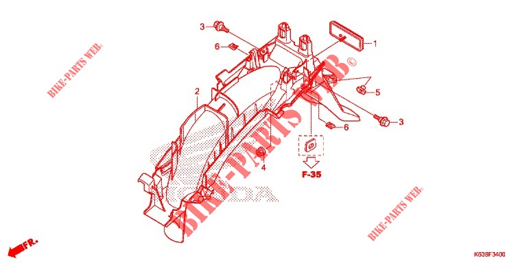 GUARDA LAMAS TRASEIRO para Honda CD 110 WITHOUT LUGGAGE RACK, ELECTRIC START 2017