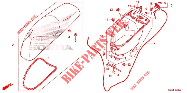 CAIXA BAGAGEM para Honda SH 300 I ABS 2017