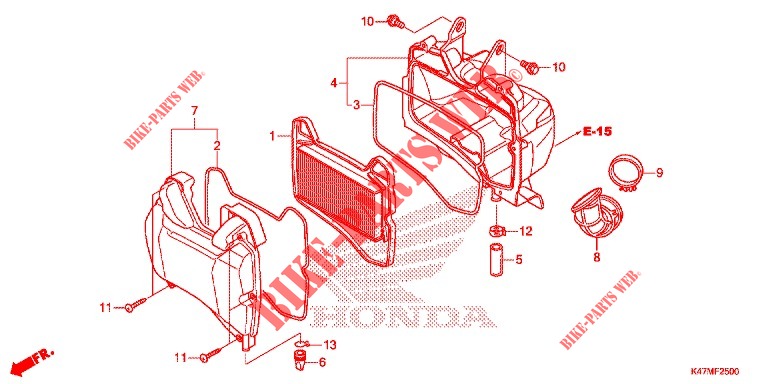 TAMPA FRENTE/FILTRO AR para Honda DASH 125, Rear brake drum 2018