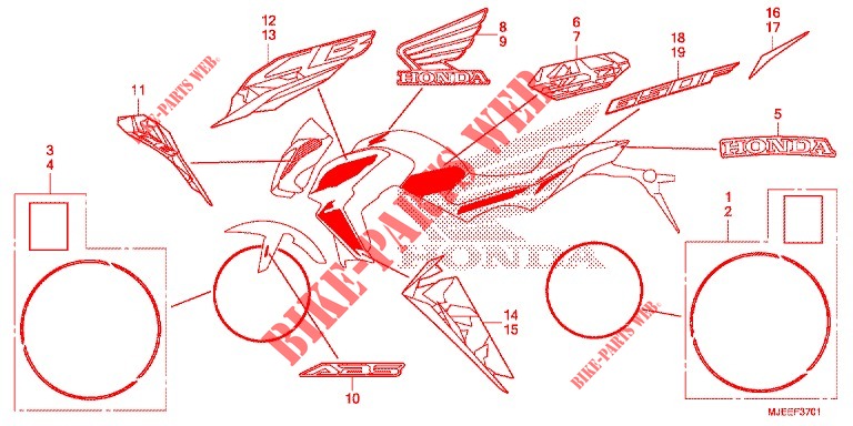 EMBLEMA/FAIXA (2) (RH/R3J/RK/RL/R3L) para Honda CB 650 F ABS 2016